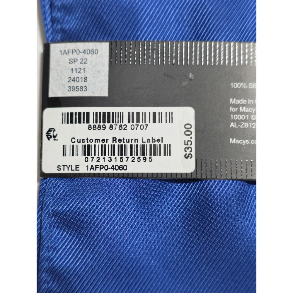 Alfani Mens Pocket Square Royal Blue Silk NWT - Picture 4 of 4